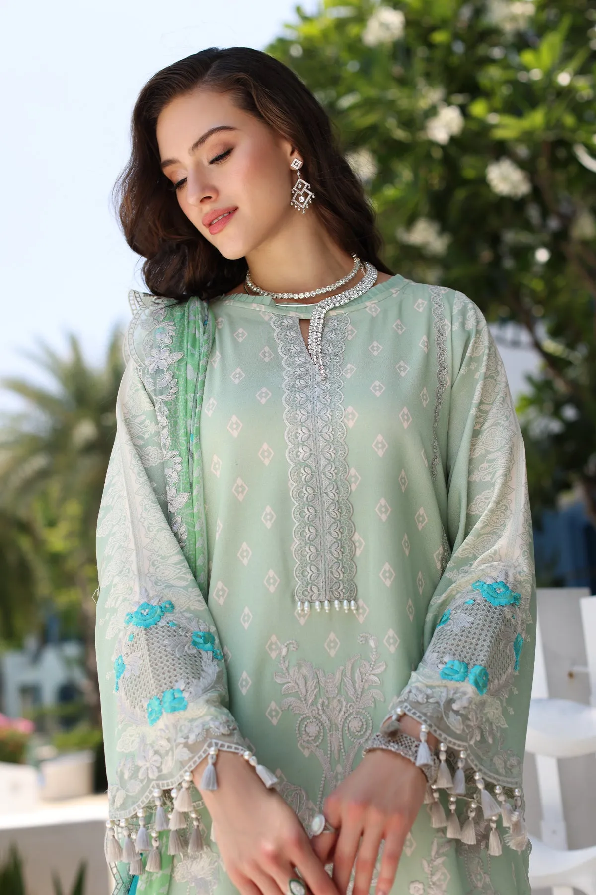 3-PC UNSTITCHED EMBROIDERED LAWN SHIRT WITH EMBROIDERED CHIFFON DUPATTA  CN4-16