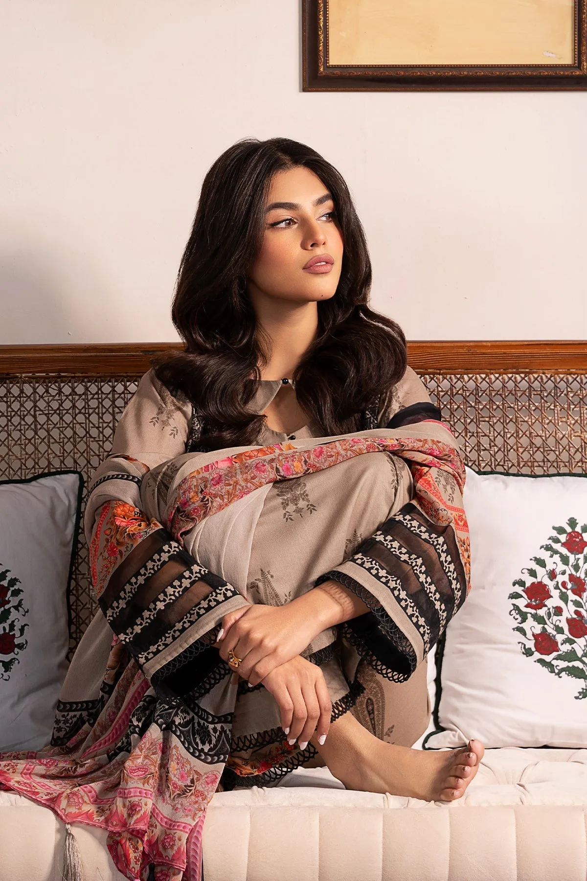 3-PC Unstitched Printed Lawn Shirt with Chiffon Dupatta and Trouser CP4-23