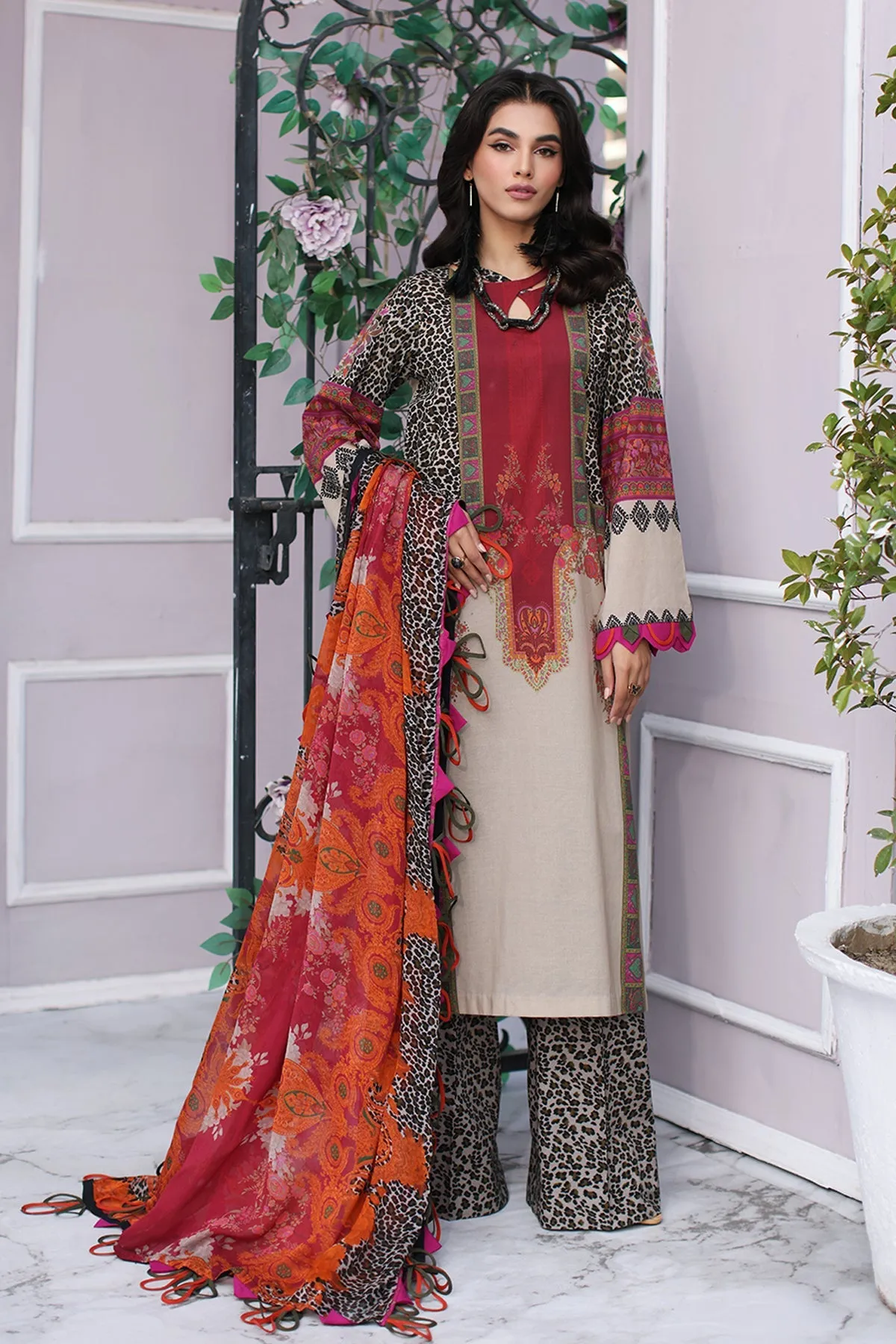 3-PC Unstitched Printed Lawn Shirt with Chiffon Dupatta and Trouser CPS4-03