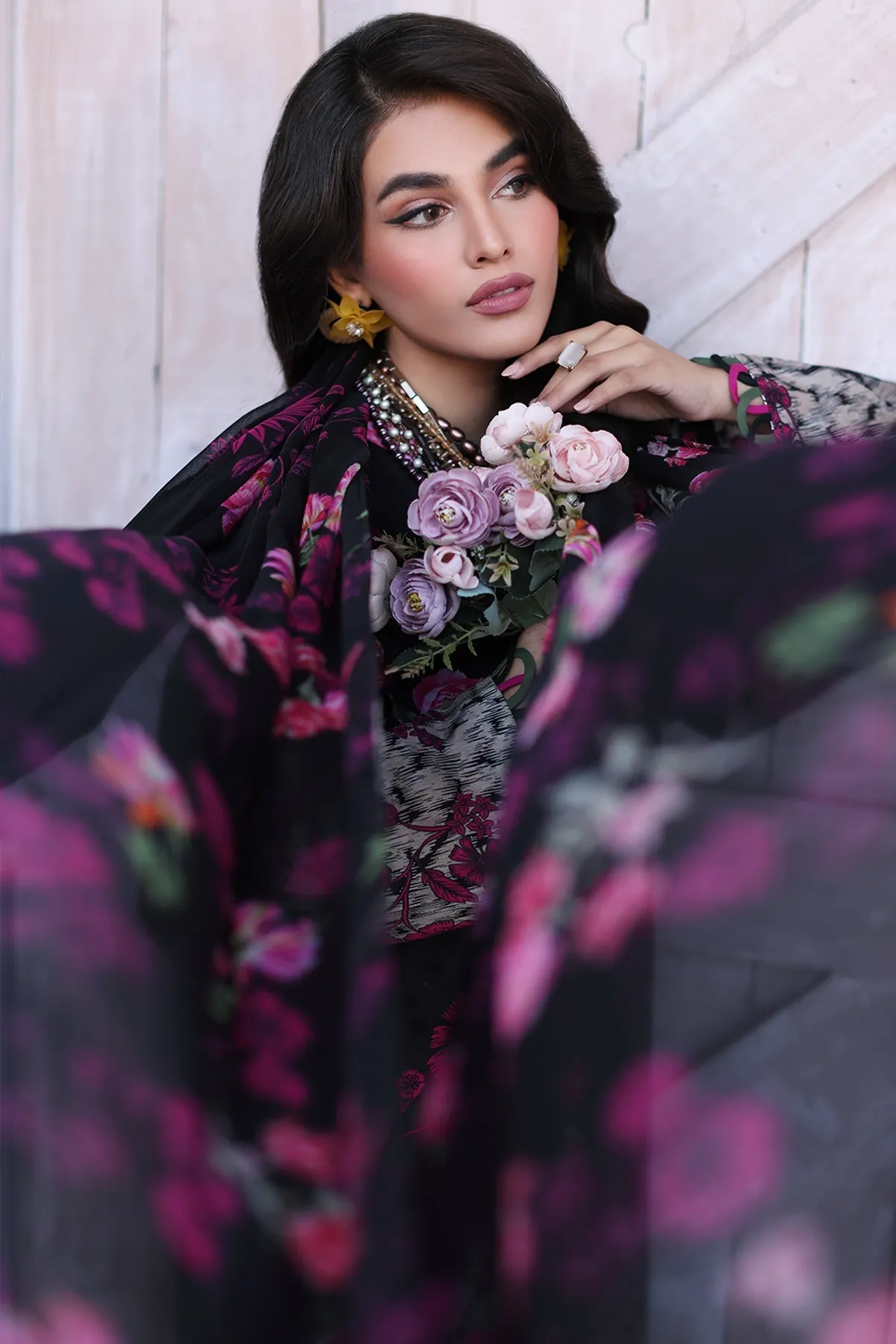 3-PC Unstitched Printed Lawn Shirt with Chiffon Dupatta and Trouser CPS4-06