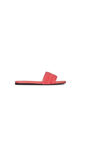 4G Flat Mules In 4G Cotton Towelling - Pink