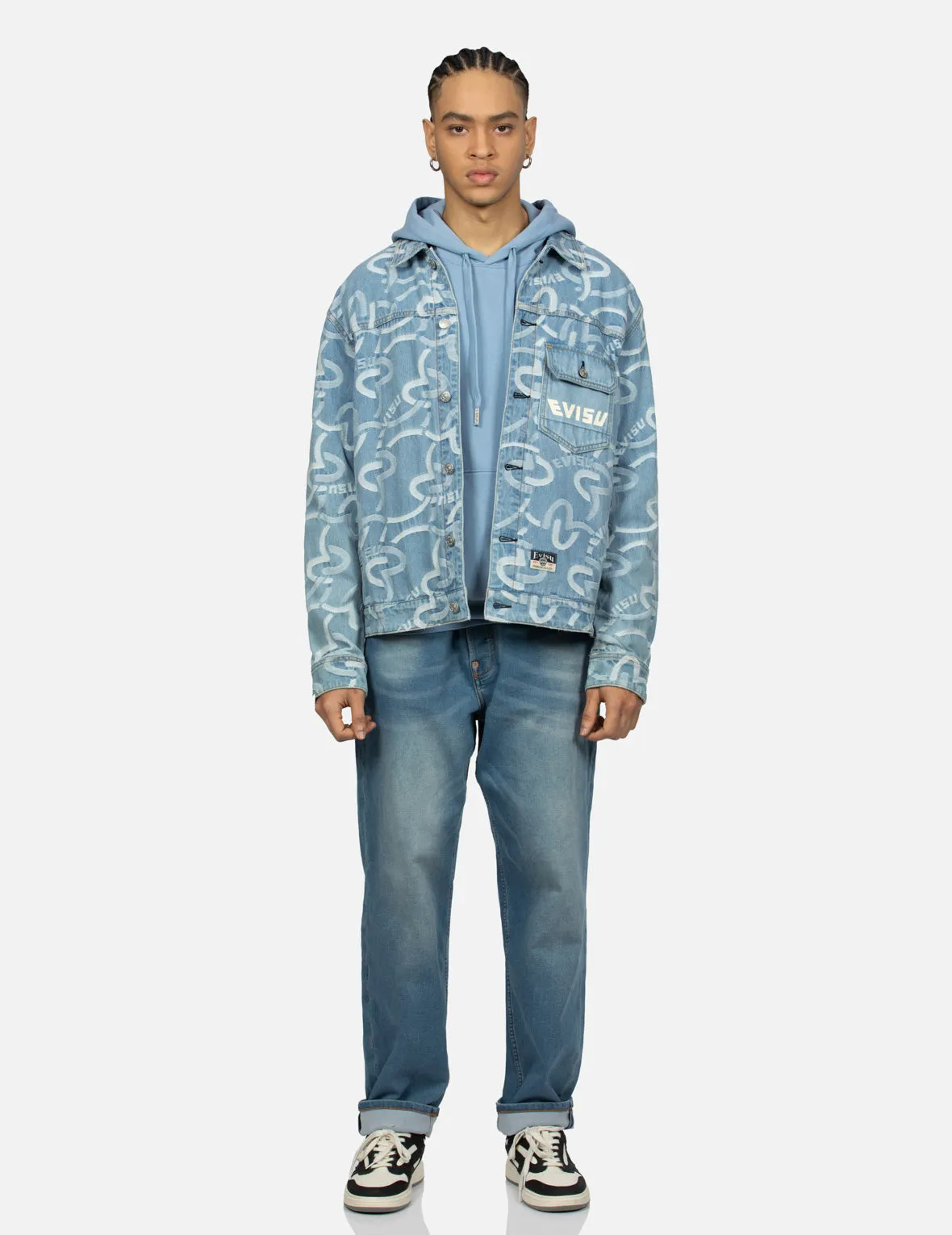 Allover Seagull Jacquard Relax Fit Denim Jacket