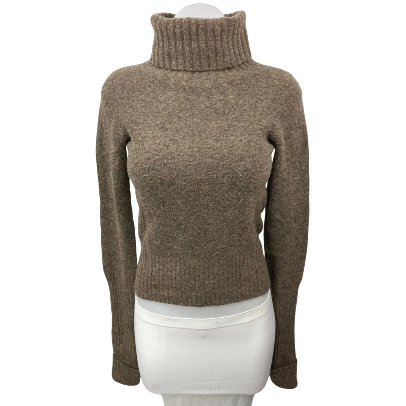 AllSaints Alpha Roll Neck Brown Wool Turtleneck Pullover Sweater Top Size S