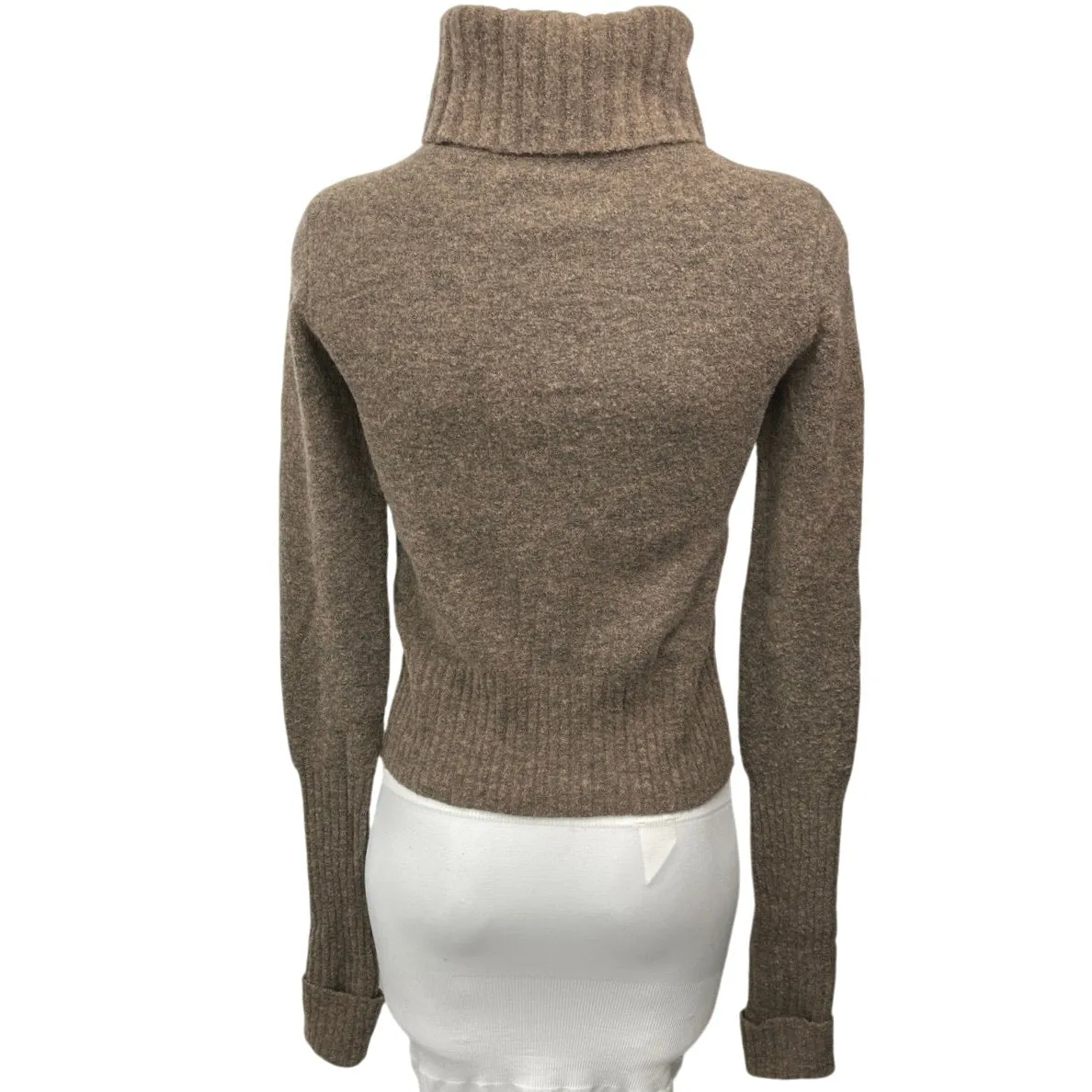 AllSaints Alpha Roll Neck Brown Wool Turtleneck Pullover Sweater Top Size S