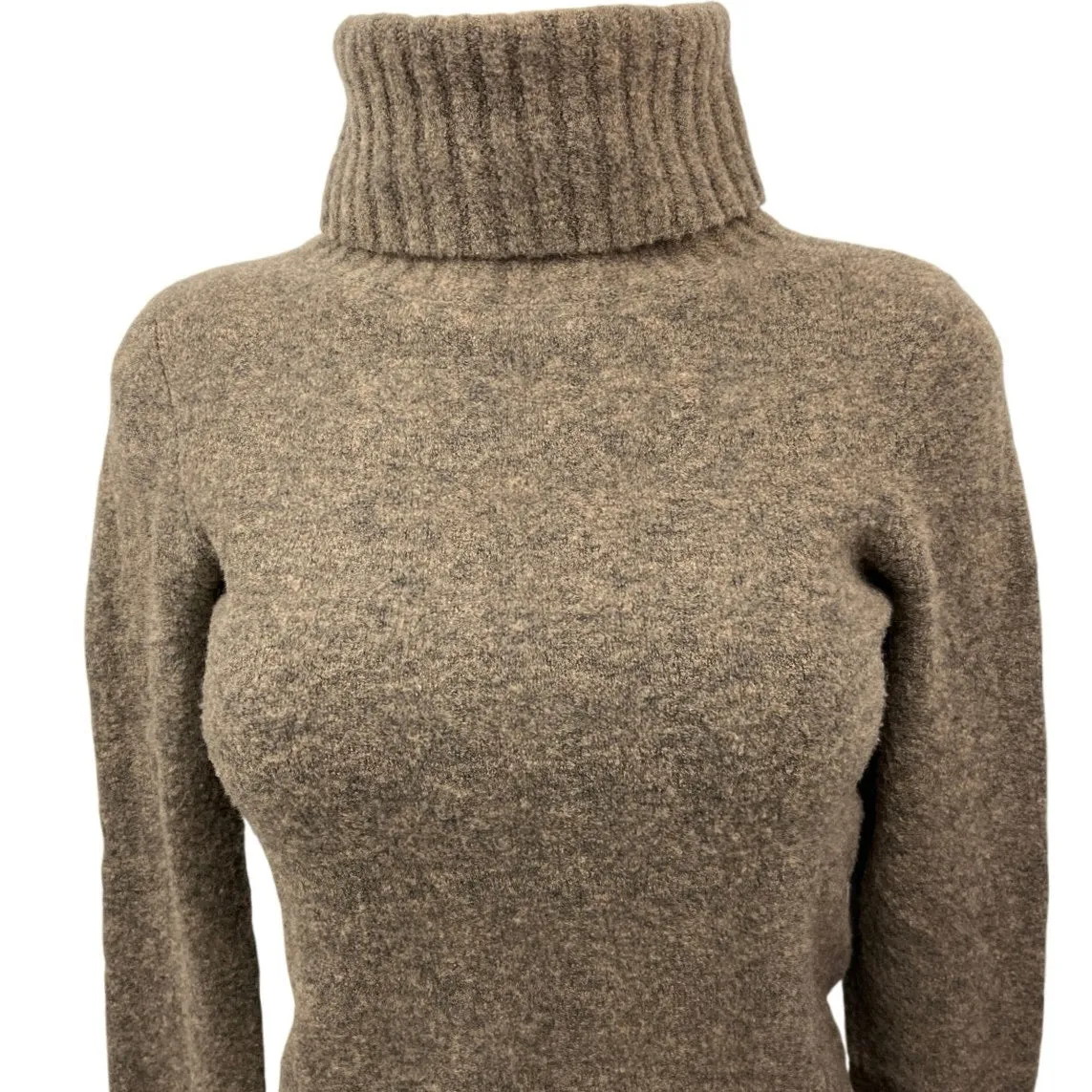 AllSaints Alpha Roll Neck Brown Wool Turtleneck Pullover Sweater Top Size S