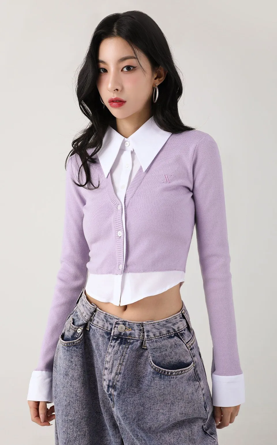 AVANDRESS  |Casual Style Street Style Bi-color Long Sleeves