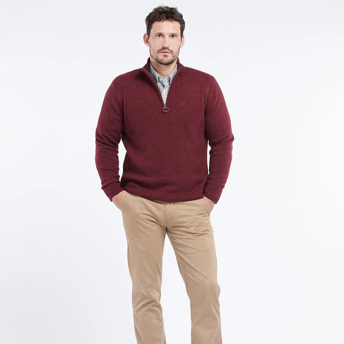 Barbour - Tisbury Half Zip Jumper in Ruby