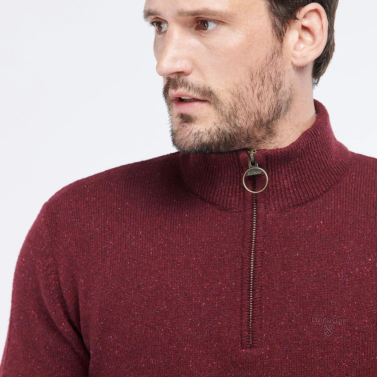 Barbour - Tisbury Half Zip Jumper in Ruby