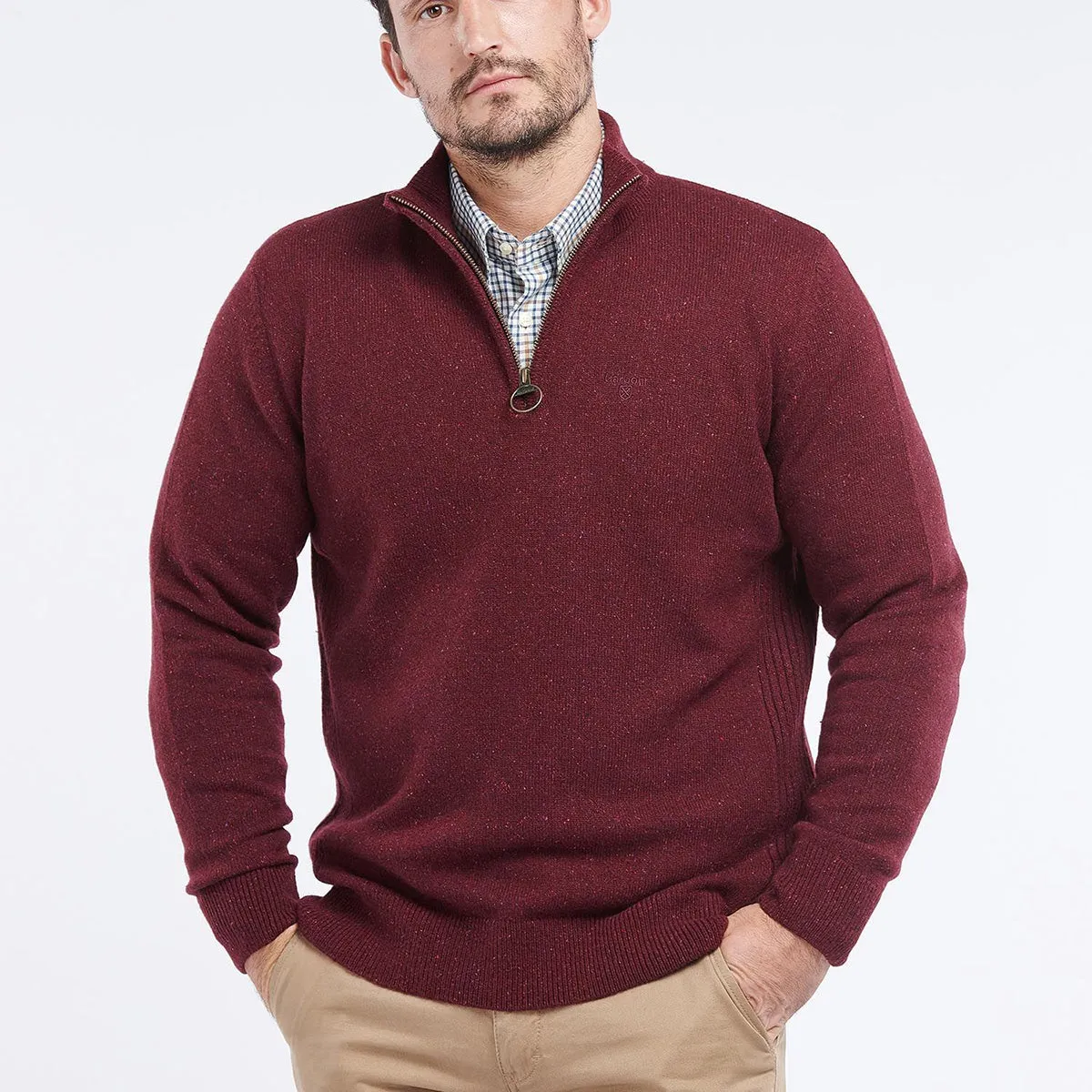 Barbour - Tisbury Half Zip Jumper in Ruby