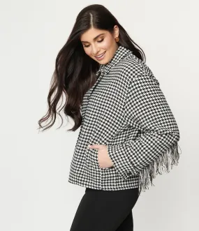 Black & White Houndstooth Fringe Jacket