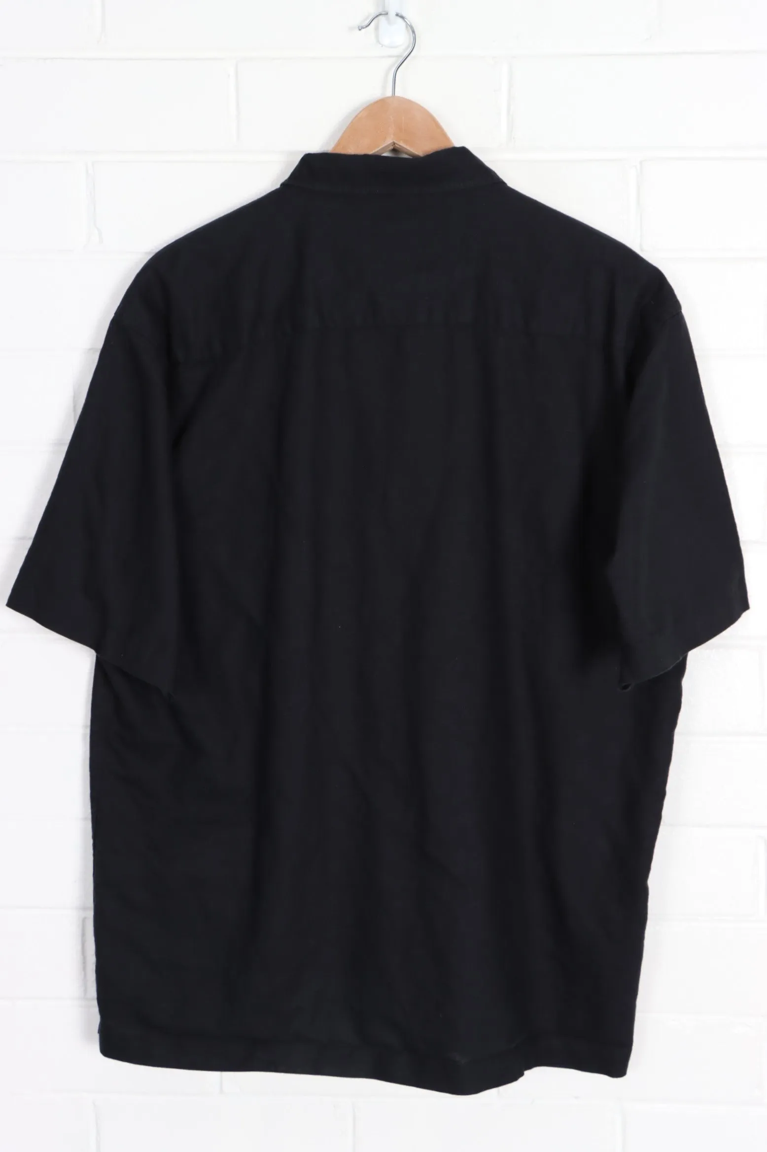 Black Linen Mix Short Sleeve Shirt (XL)