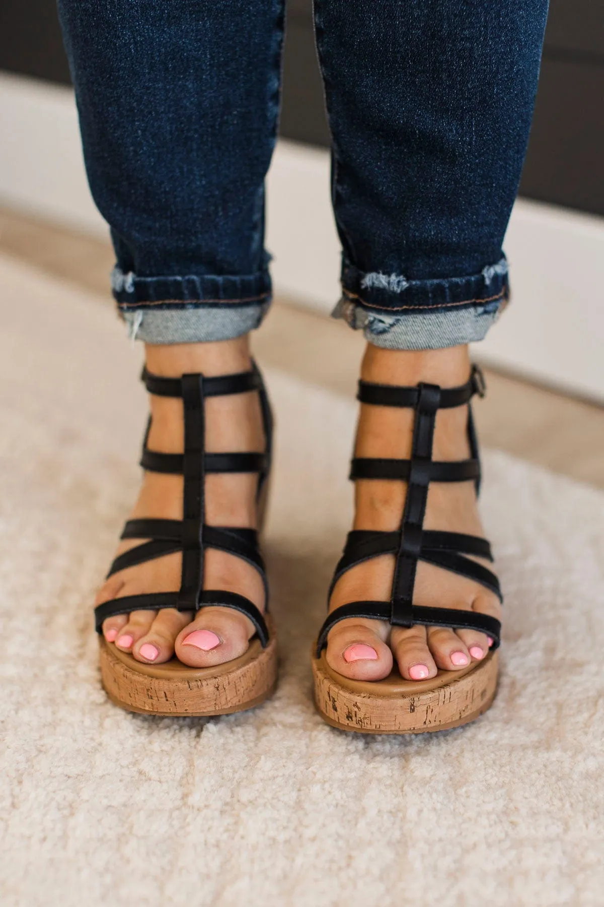 Blowfish Bahamas Wedge Sandals- Black