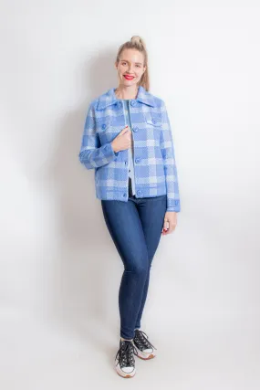 Blue & White Plaid Short Jacket