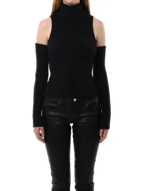 Blumarine Brushed Rib Knit Turtleneck Top