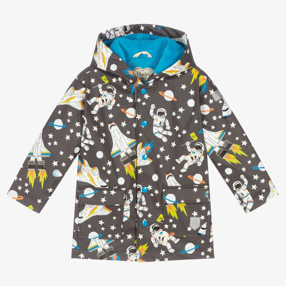 Boys Grey Outer Space Raincoat