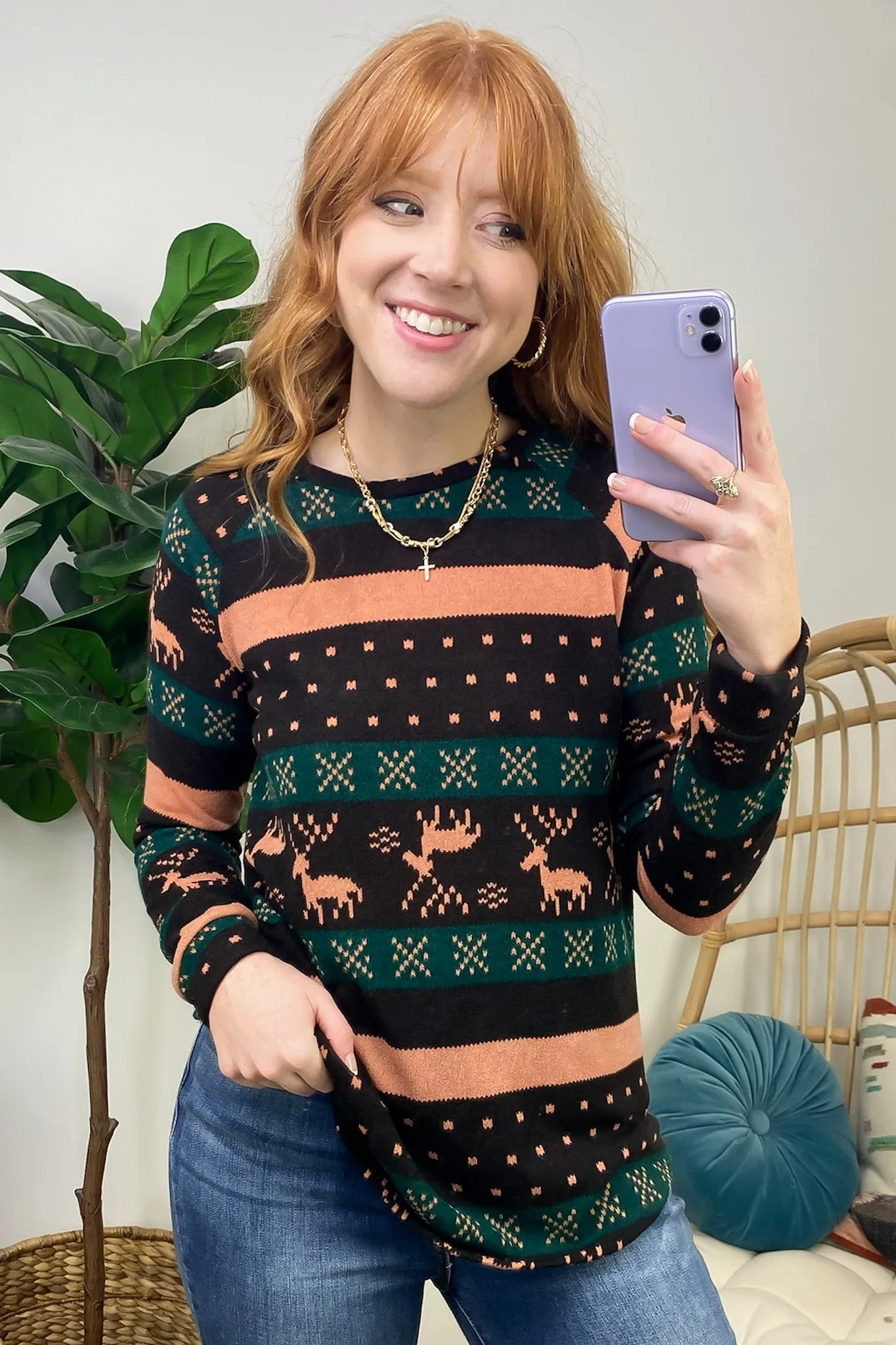 Casual Coziness Print Knit Top - FINAL SALE