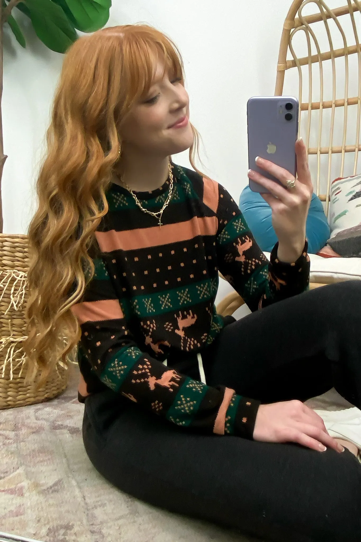 Casual Coziness Print Knit Top - FINAL SALE