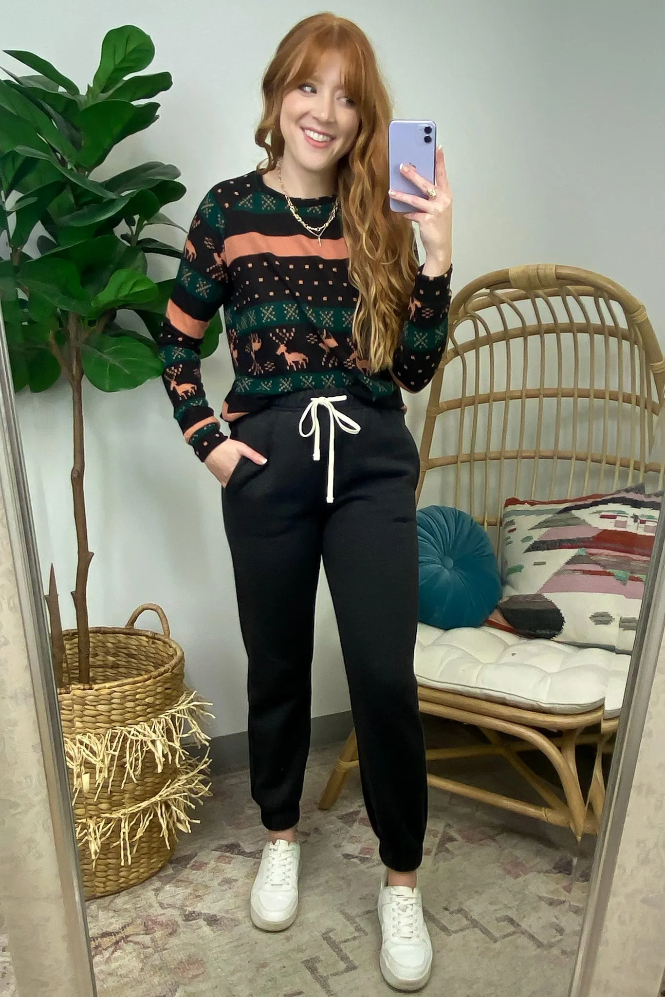 Casual Coziness Print Knit Top - FINAL SALE