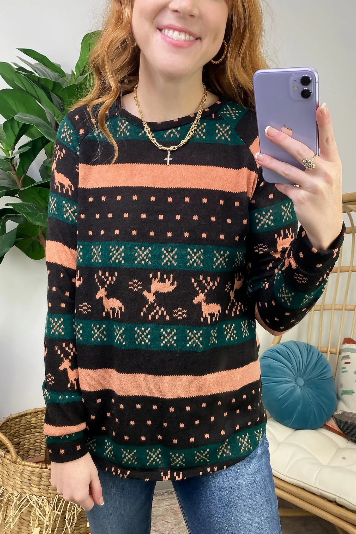 Casual Coziness Print Knit Top - FINAL SALE