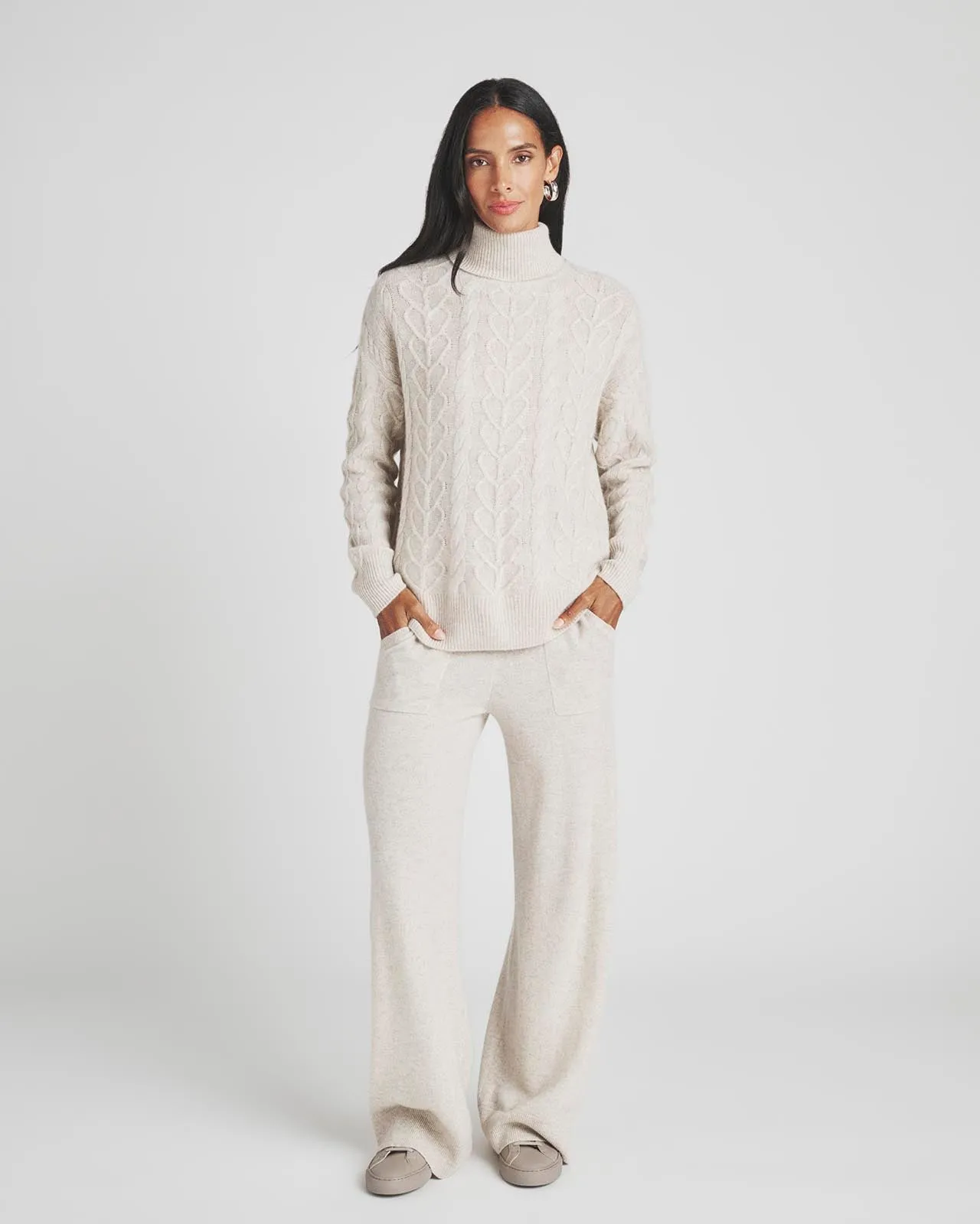 Charlotte Cashmere Turtleneck Cable Sweater