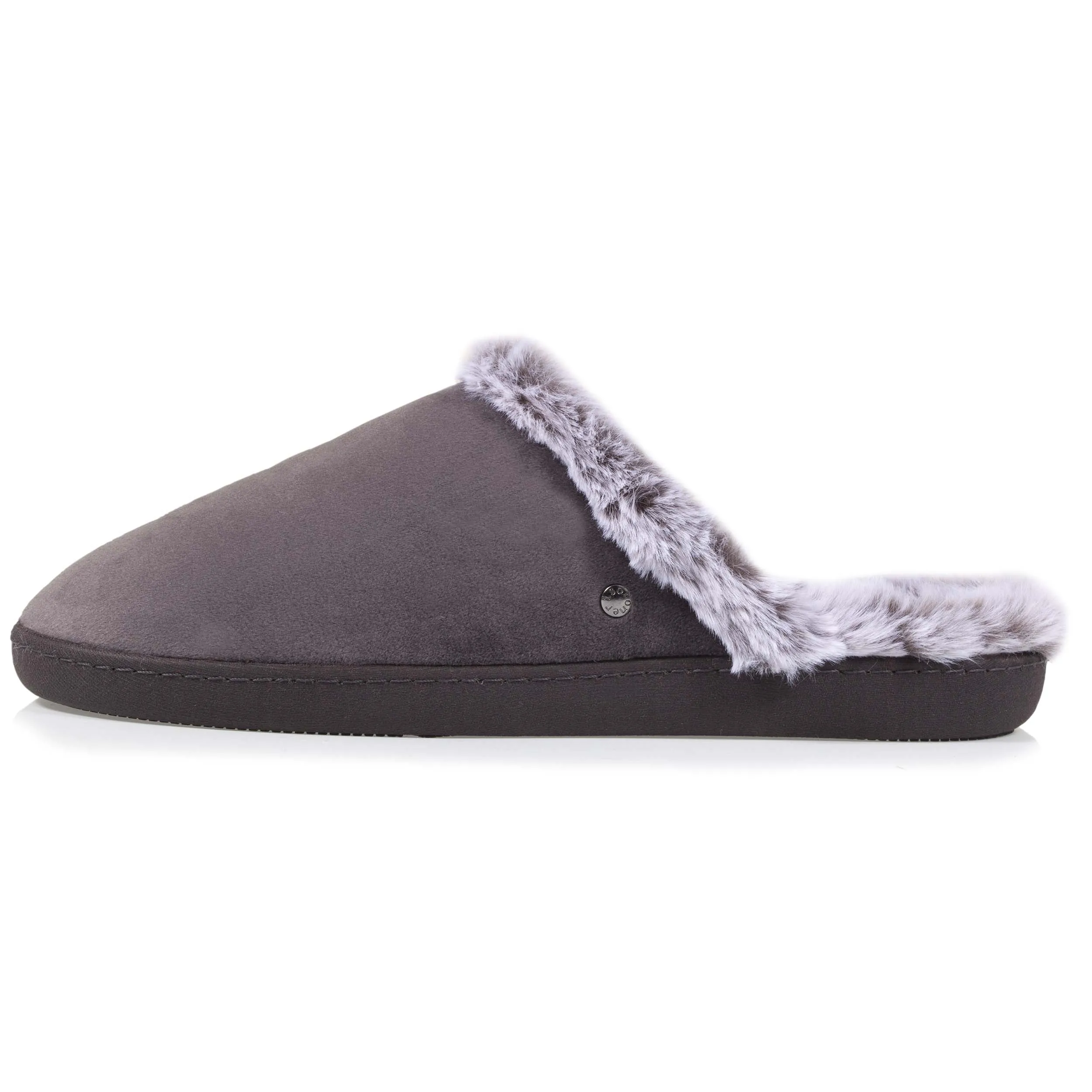 Chaussons mules Femme Fourrées Gris Foncé