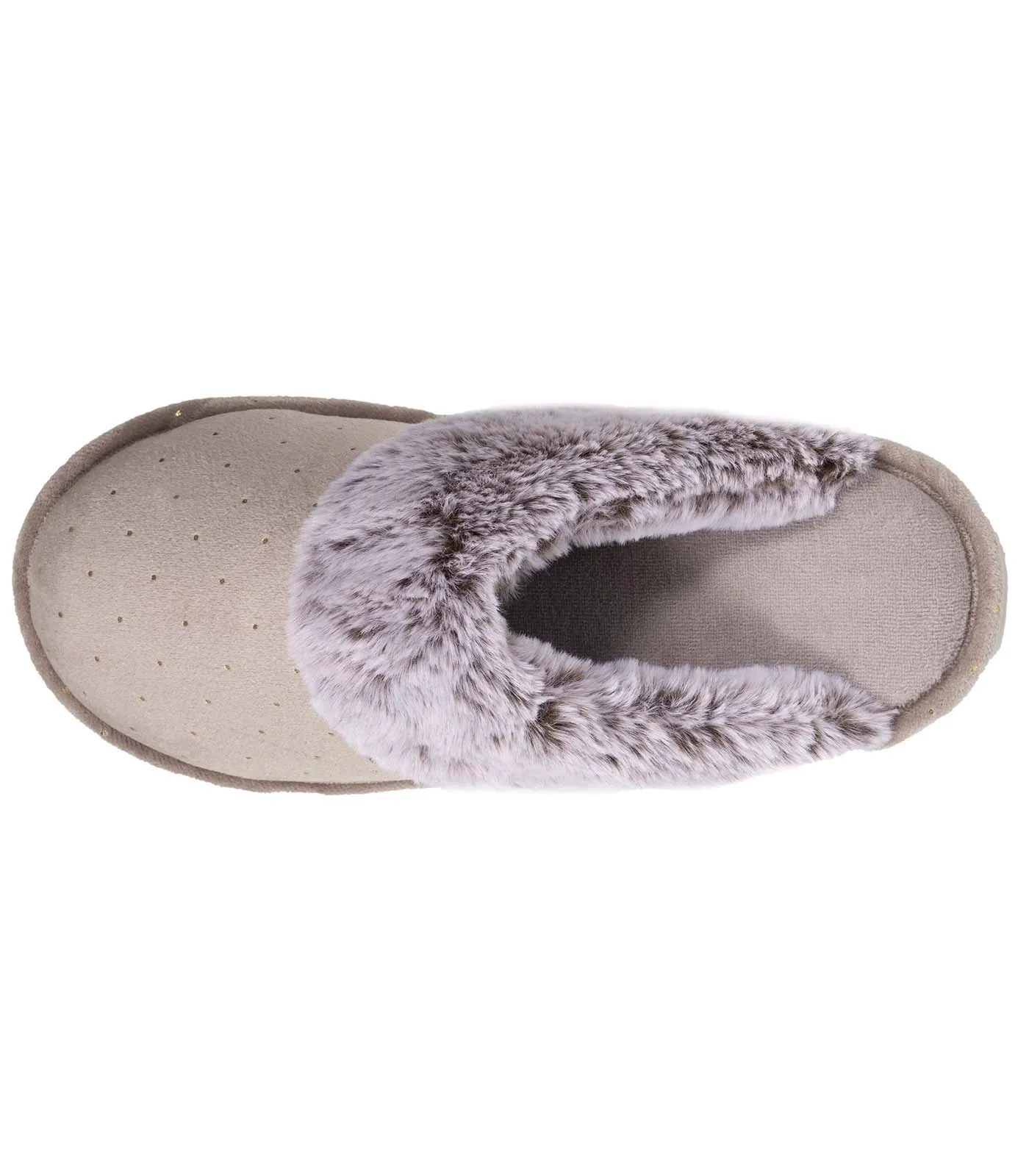 Chaussons mules Femme Pois Dorés Taupe