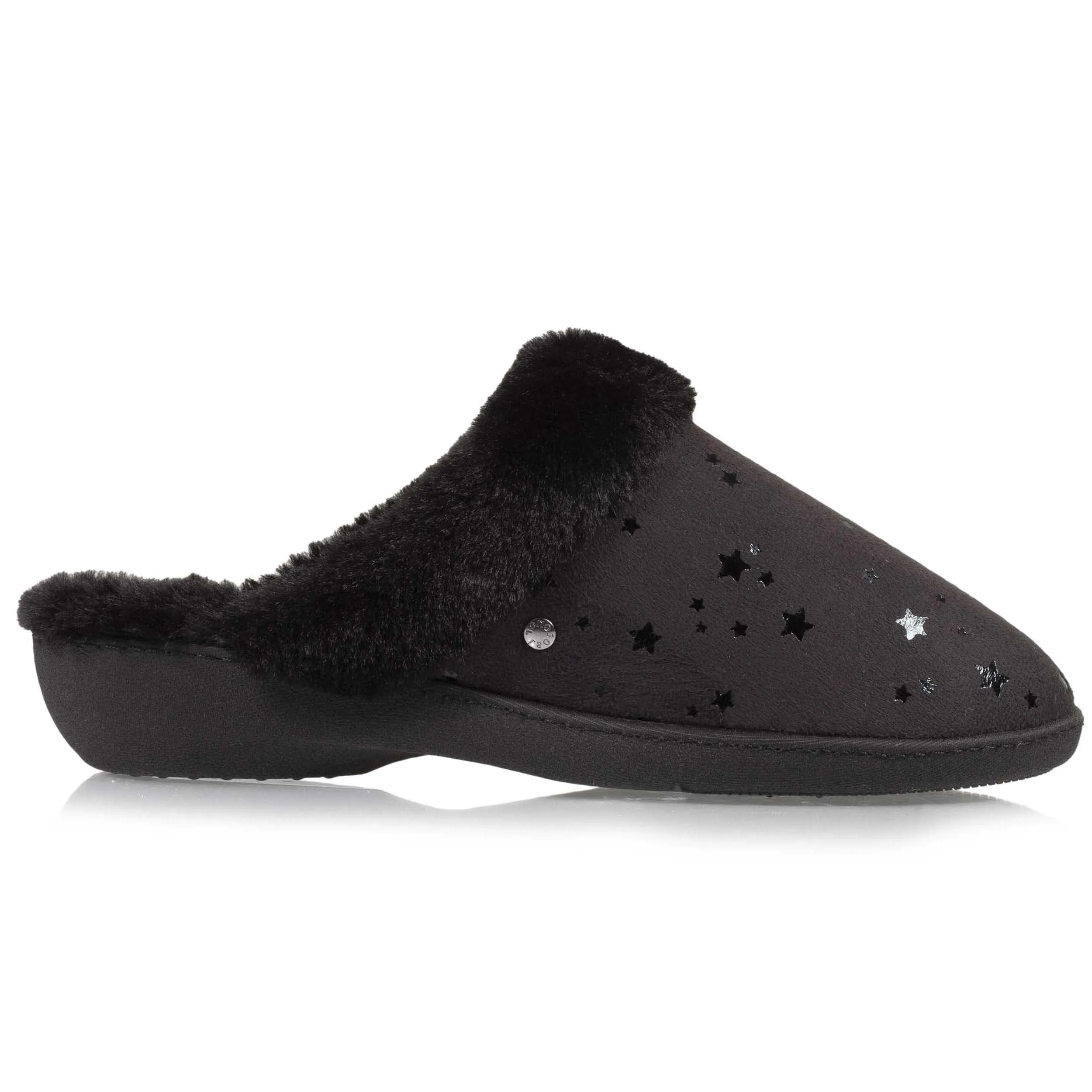 Chaussons mules Femme Talon Etoiles Noir