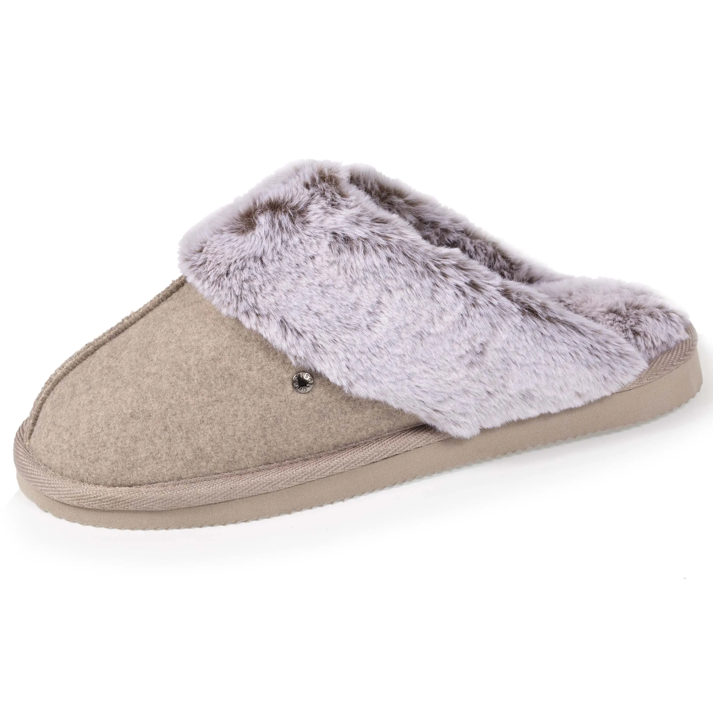 Chaussons mules Femme Taupe Chiné