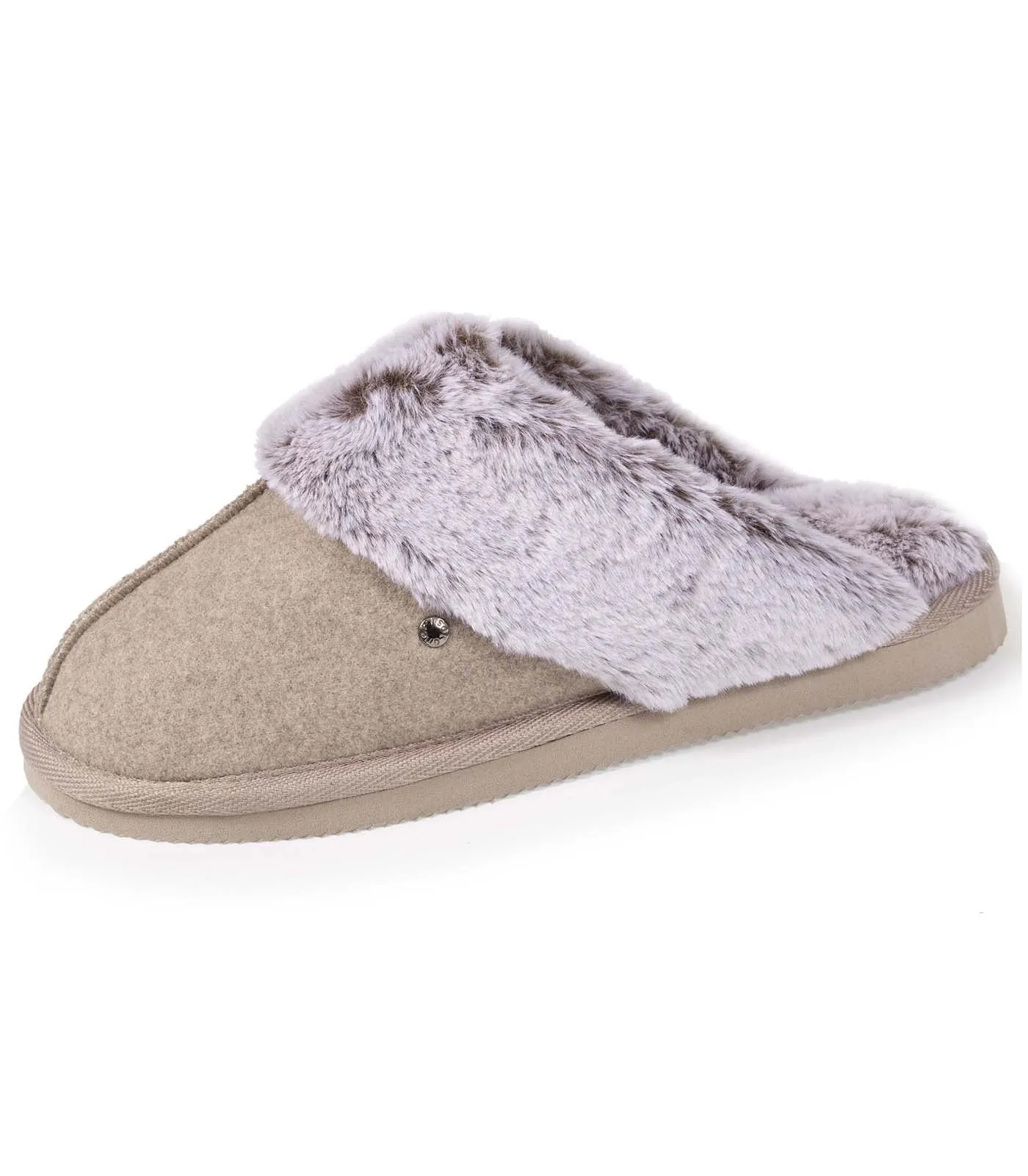 Chaussons mules Femme Taupe Chiné