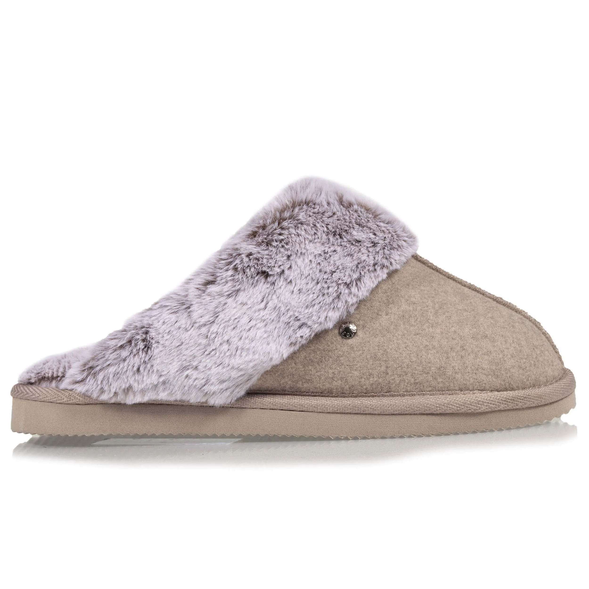 Chaussons mules Femme Taupe Chiné