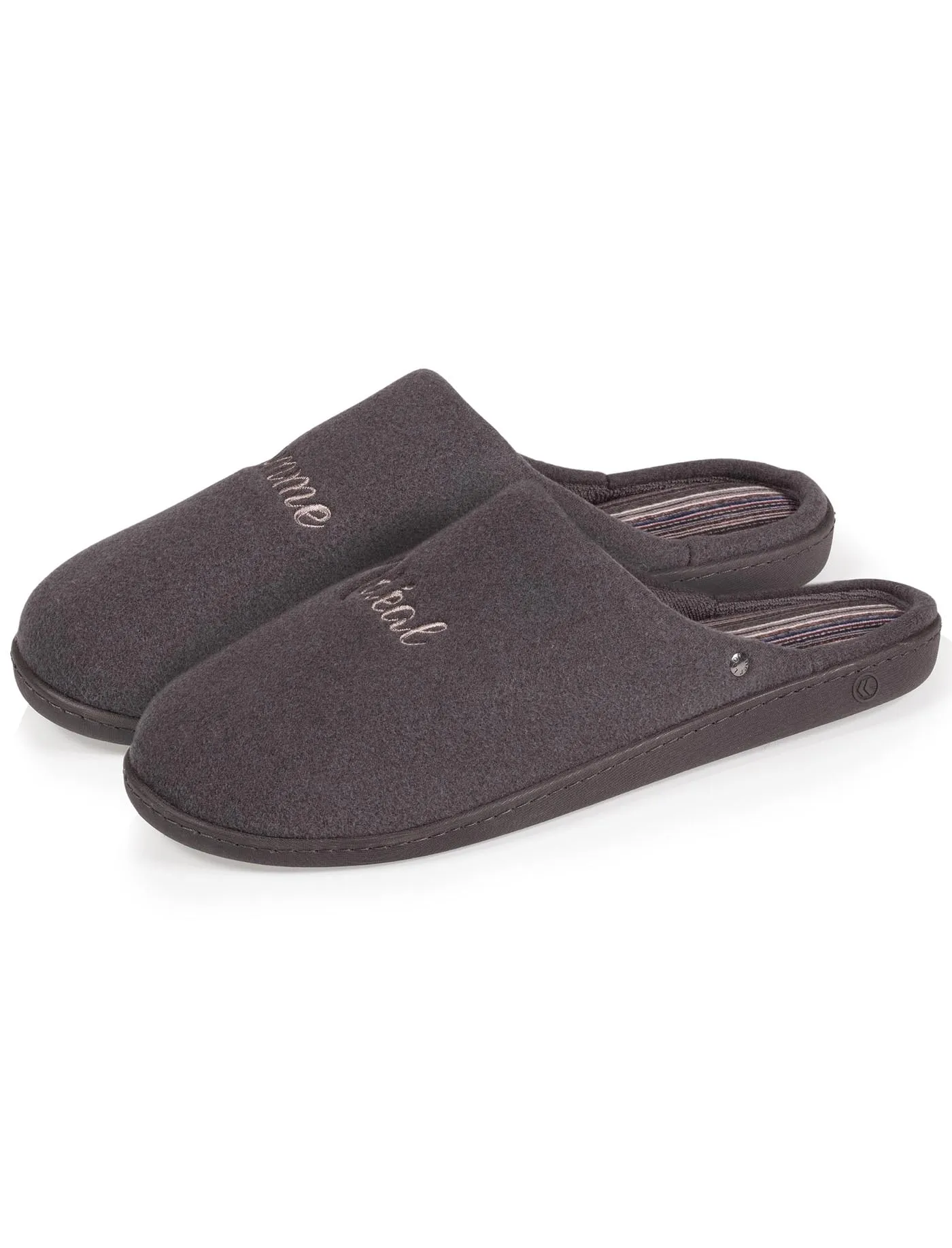 Chaussons mules Homme Gris Brodé