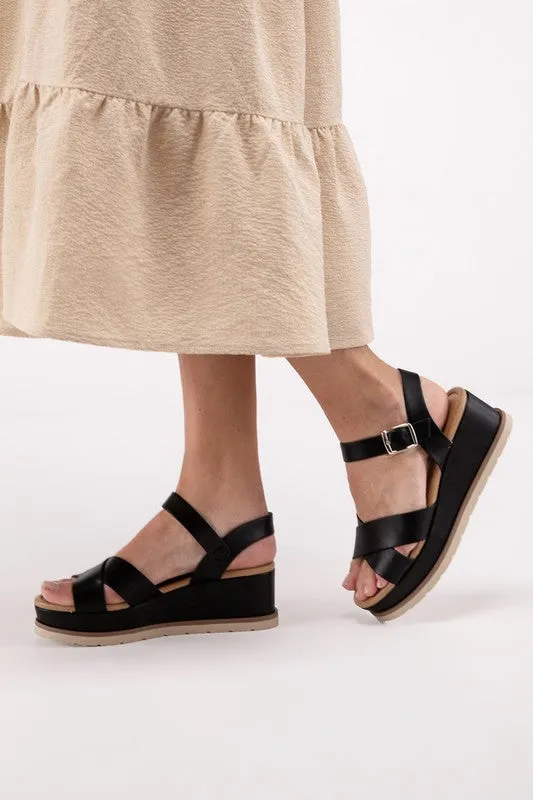 Clever Cross Strap Wedge Sandals