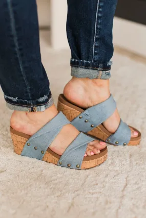 Corky's Stranded Wedge Sandals- Denim