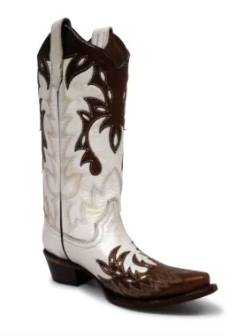 Corral Pearl And Cognac Overlay Boots