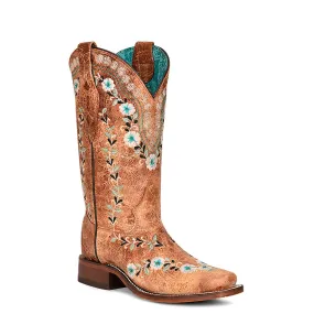 Corral Womens Distressed Floral Embroidered Boots