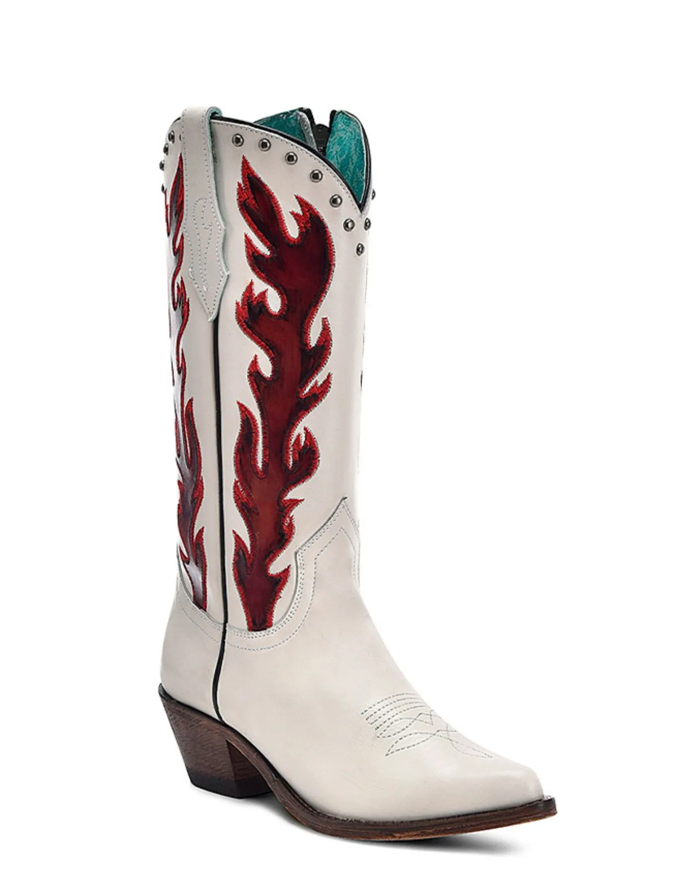 Corral Womens Red Flame Studded Boots