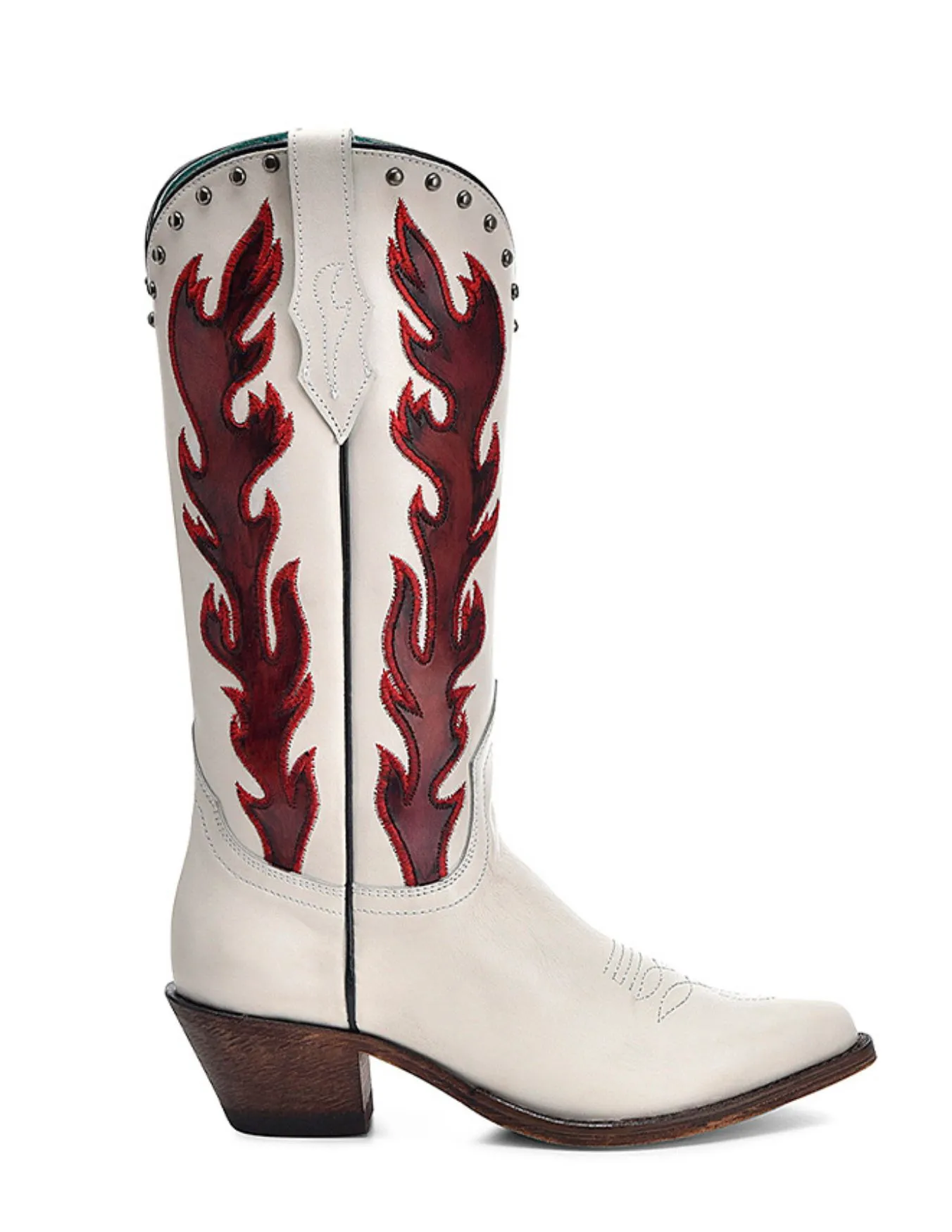 Corral Womens Red Flame Studded Boots