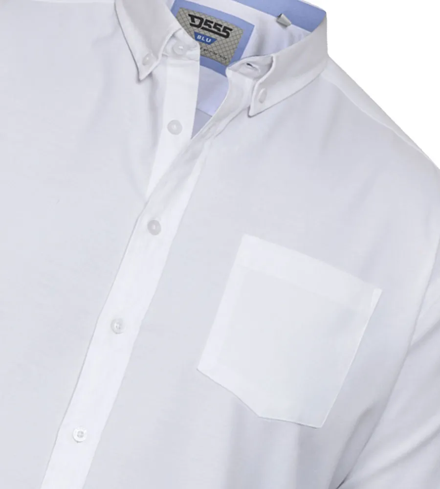 D555 Big Mens White Oxford Shirt With Long Sleeves (RICHARD WHITE)