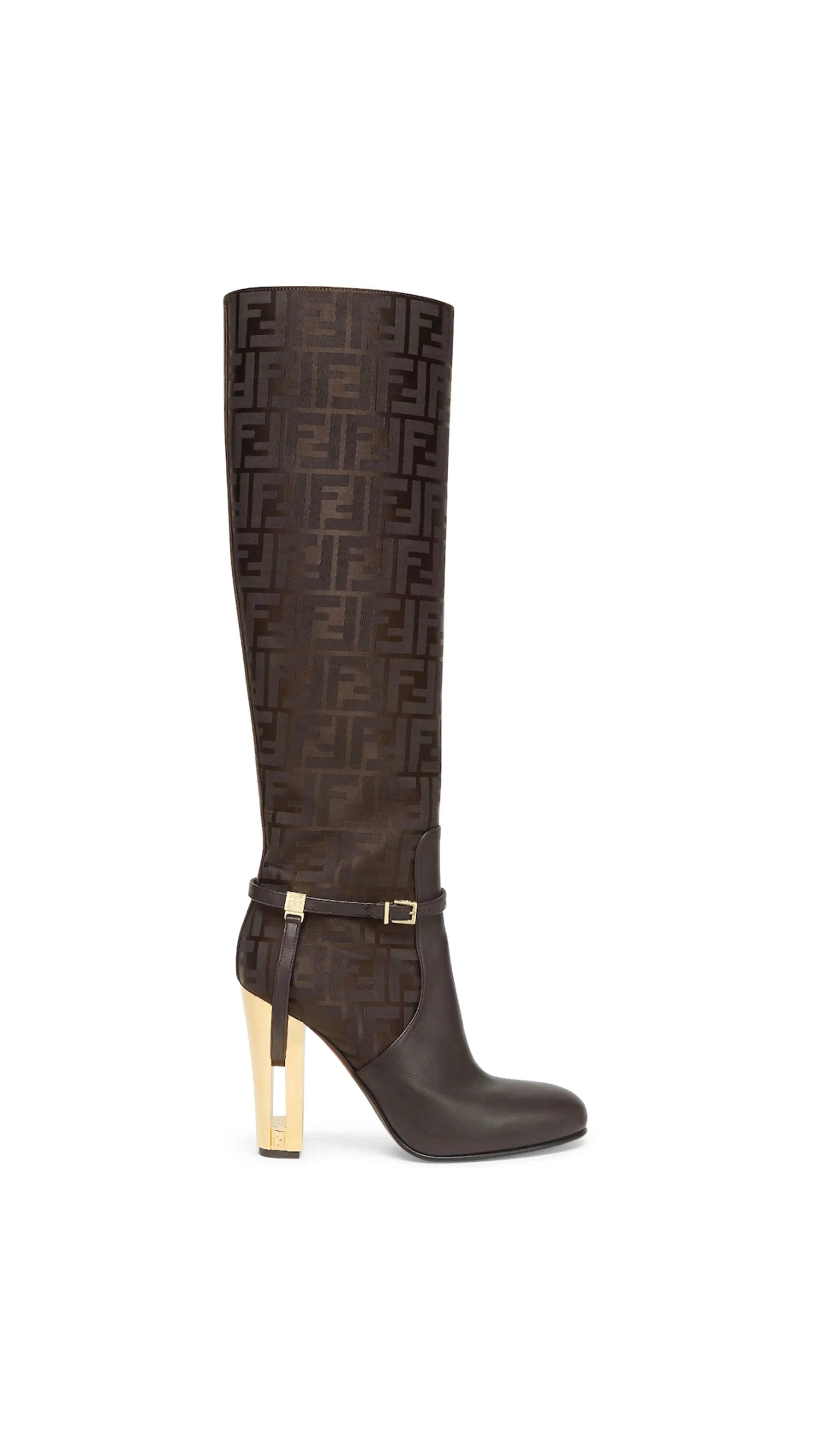 Delfina Leather High-heeled Boots - Brown