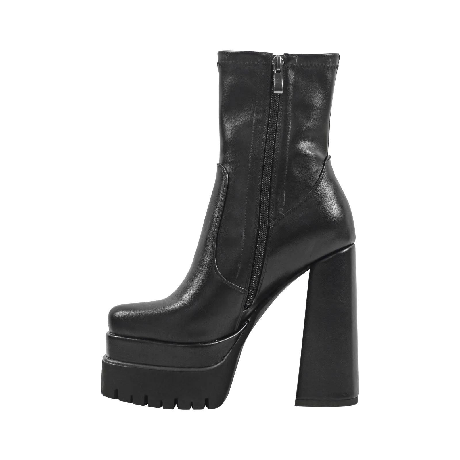 Double Platform Block Heel Ankle Boots