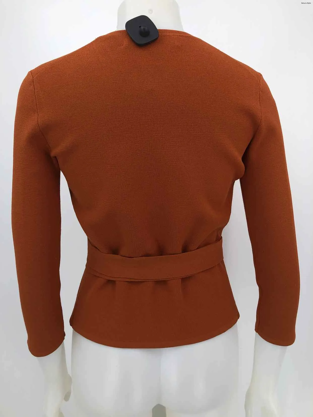 DVF - DIANE VON FURSTENBERG Burnt Orange Knit Wrap Size X-SMALL Sweater