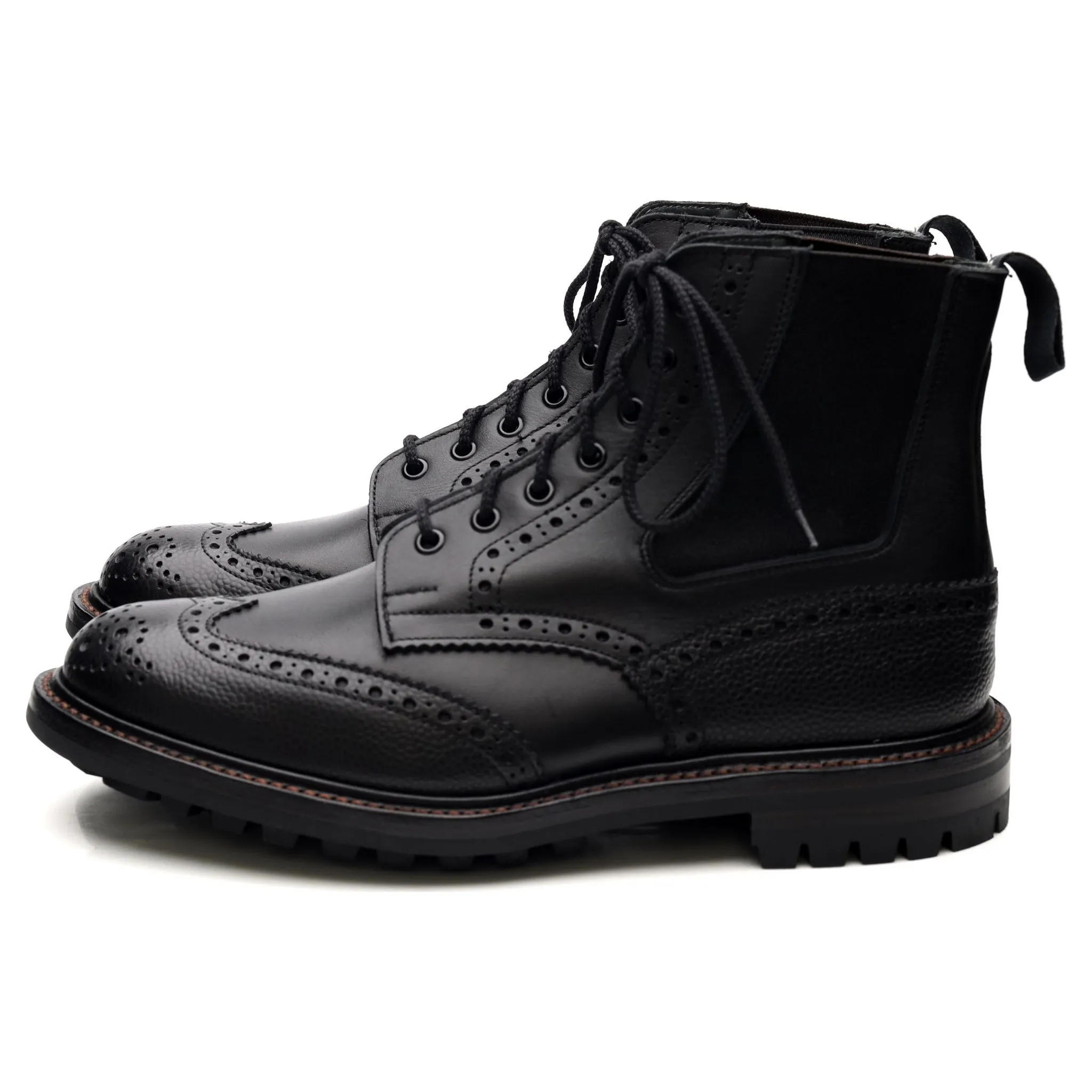 'Ellis' Black Leather Brogue Boots UK 9