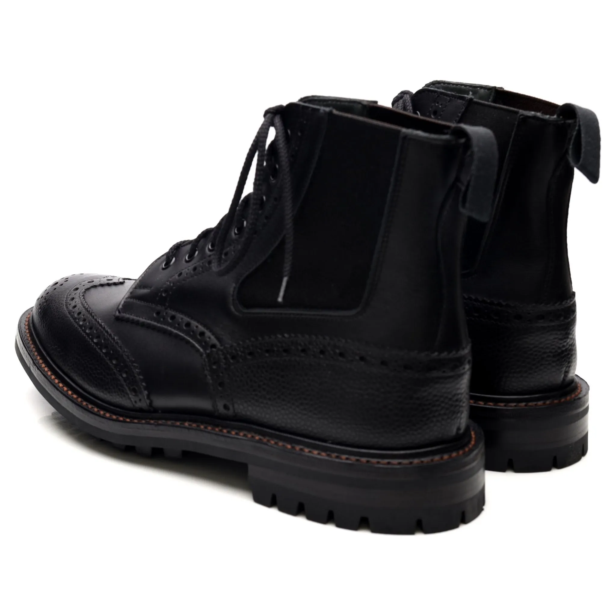 'Ellis' Black Leather Brogue Boots UK 9