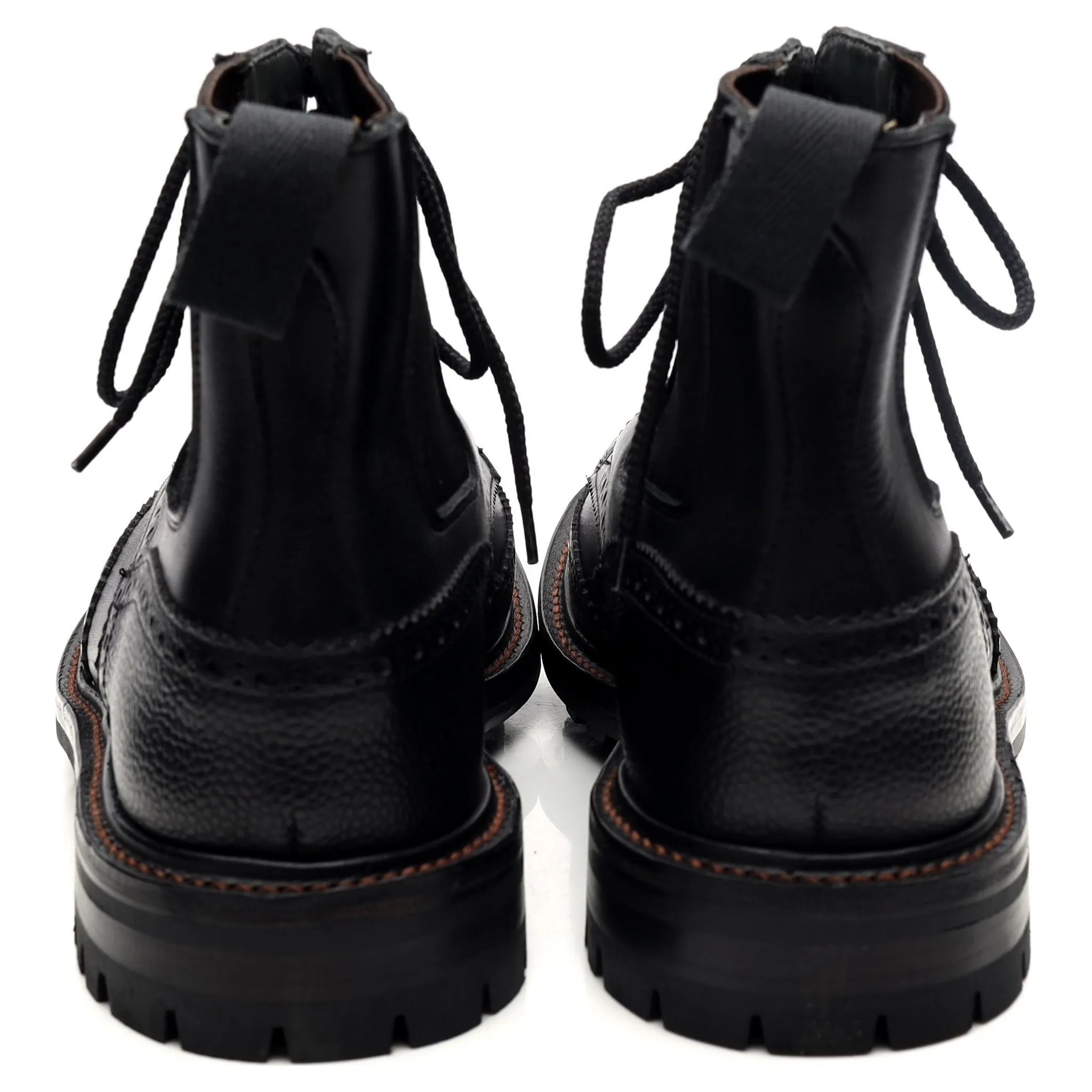 'Ellis' Black Leather Brogue Boots UK 9