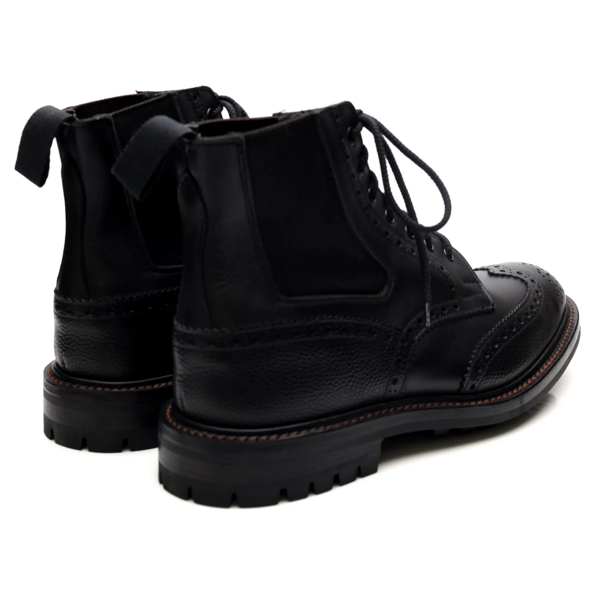 'Ellis' Black Leather Brogue Boots UK 9