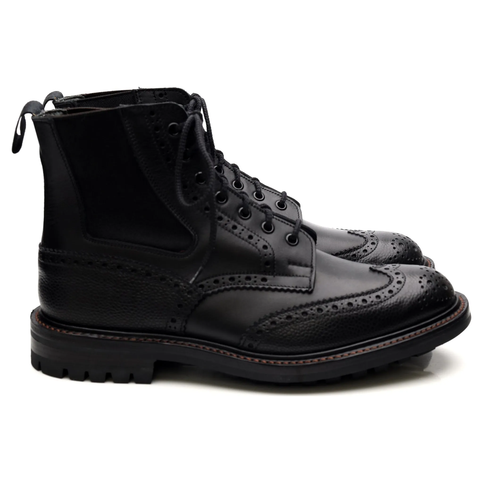 'Ellis' Black Leather Brogue Boots UK 9