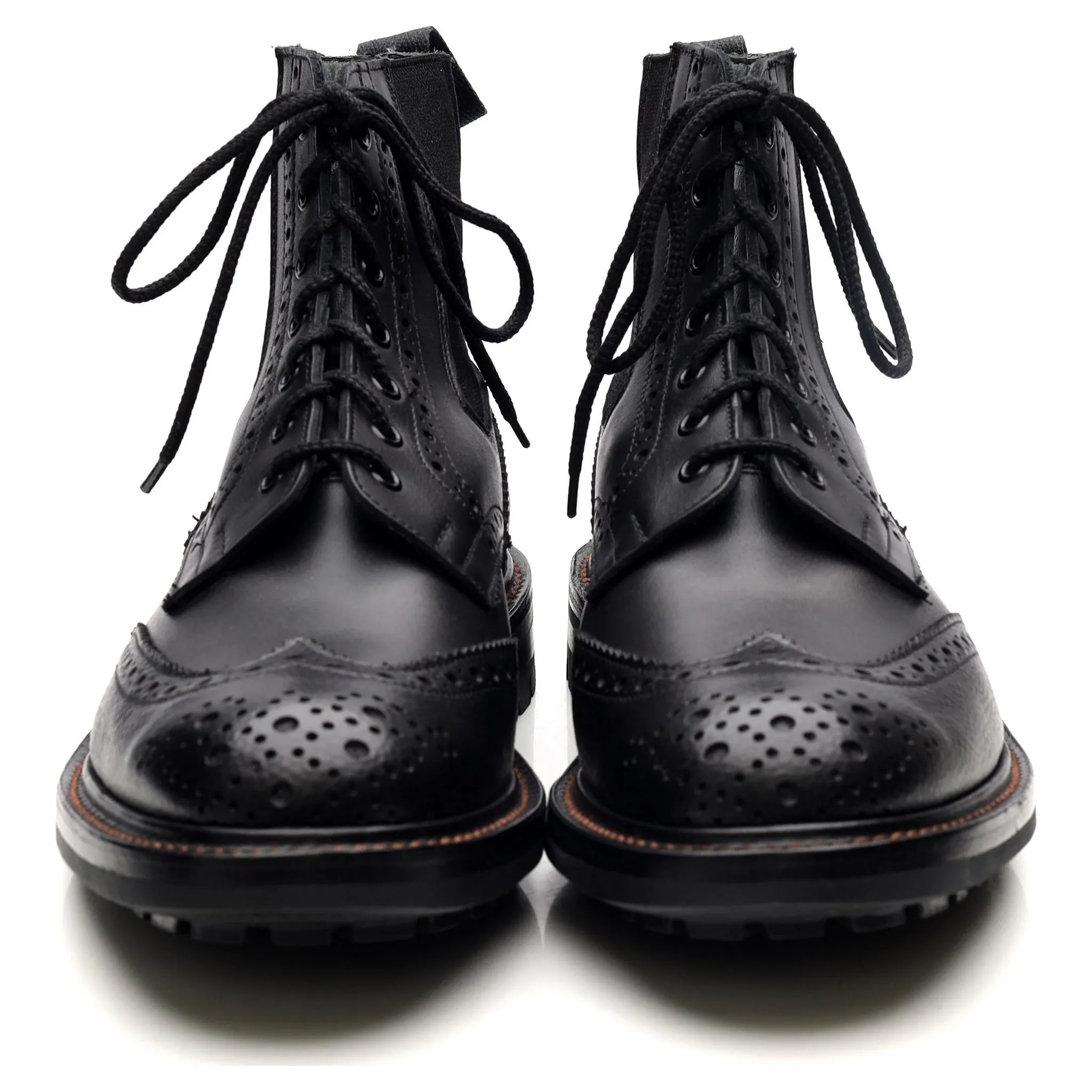 'Ellis' Black Leather Brogue Boots UK 9