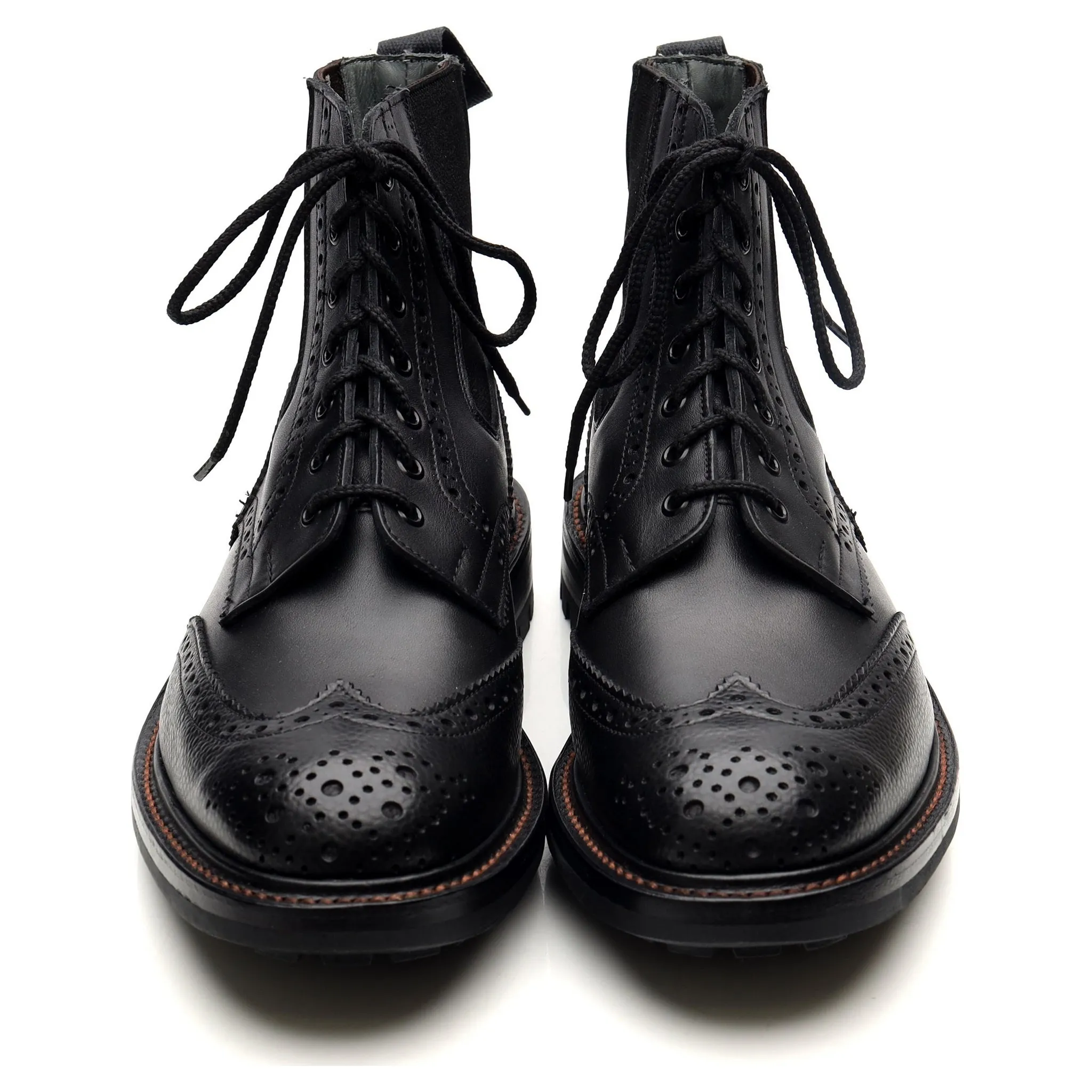 'Ellis' Black Leather Brogue Boots UK 9