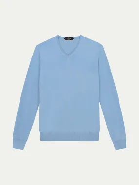 Extrafine Merino V-Neck Light Blue