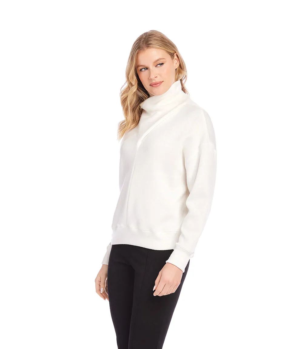 Faux Wrap Turtleneck Top